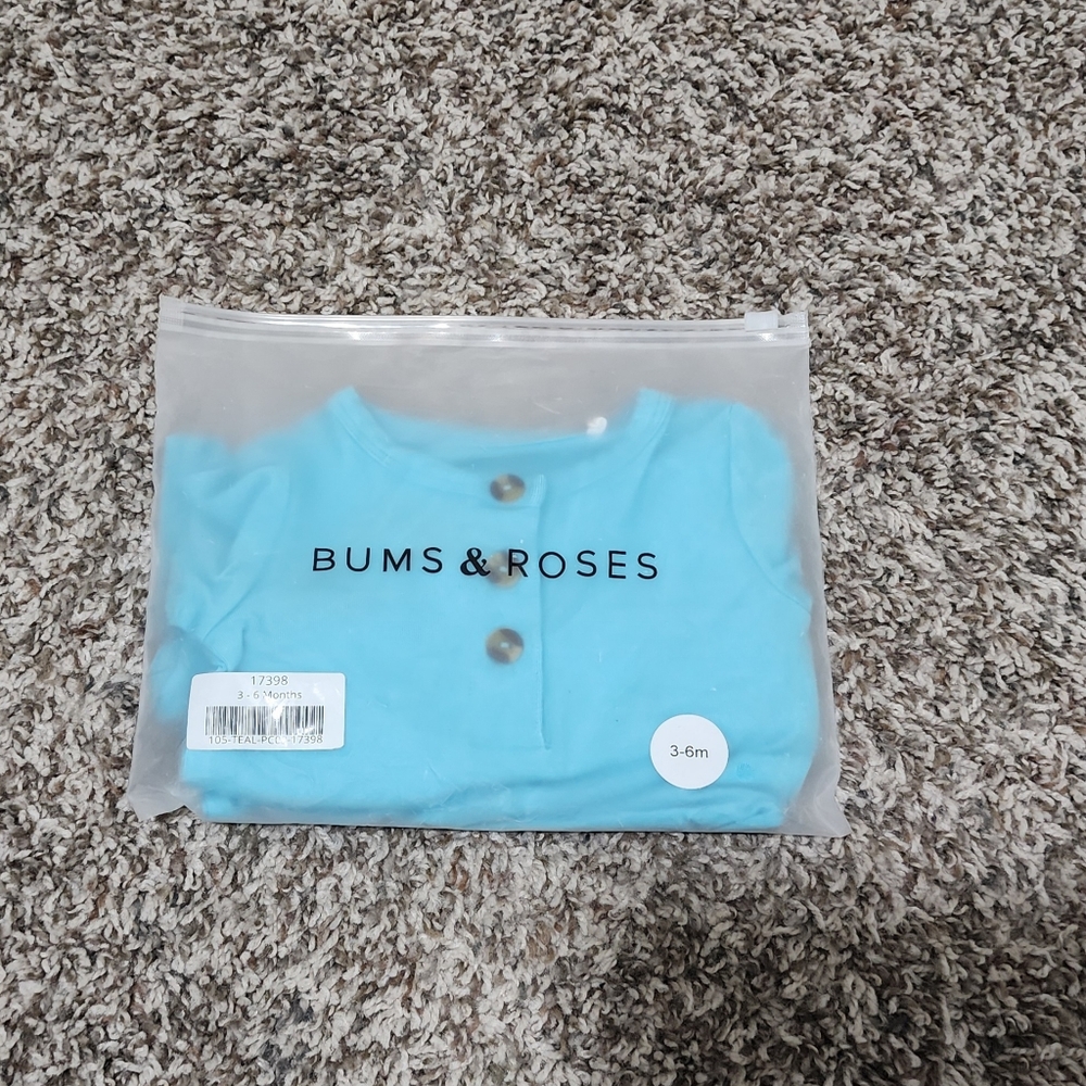 Bums & Roses Coastal Blue Short Sleeve 2 Pc Set 3-6 Months